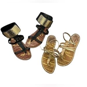 Women’s lot of Sam & Libby Black Gold and Tan Sandals Size 6 1/2